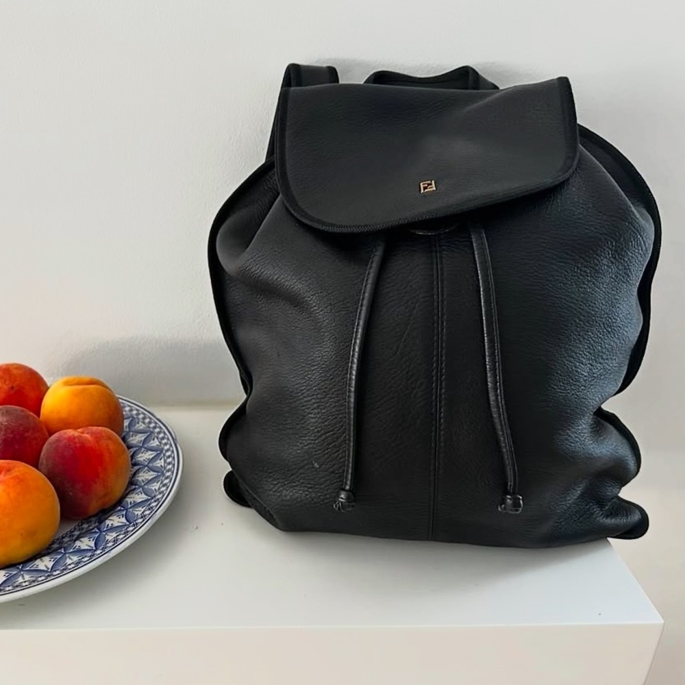 Black Leather Vintage Fendi Backpack